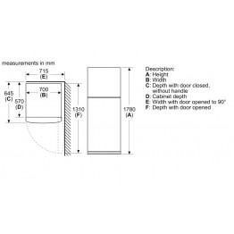 Serie | 4 free-standing fridge-freezer with freezer at top178 x 70 cm Stainless steel look, 376L - KDN43VL2N5