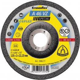 Kronenflex Grinding/cutting Wheel A 46 VZ Special, 125 x 22.23 x 2 mm, depressed, for INOX-298177