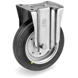 160mm Standard Rubber Wheels, pressed steel discs, swivel top plate bracket type NL,535710