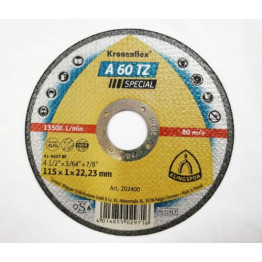 Kronenflex® cutting-off wheels for Stainless steel, Steel A 60 TZ, 115 x 22.23 x 1 mm, flat for INOX  1 PC - KL202400