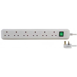 Eco Line Extension Socket 6 Way White 1.5m 05VV-F 3G1.25 GB 1159523