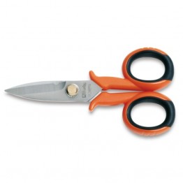Electrician's scissors, straight stainless steel blades, with microteeth 1128BMX 