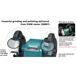 Bench Grinder 205mm (8"), 550 W | GB801