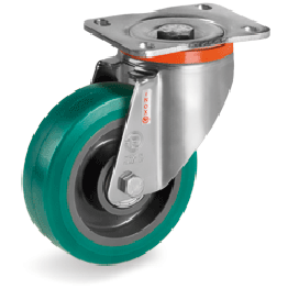 160mm"TR Roll" Polyurethane Wheels, Polyamide 6 centre, swivel bracket type PX 625434