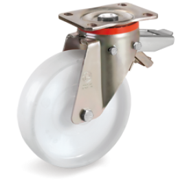 150mm Polyamide 6 Solid Wheels, Swivel top Plate Bracket type P with Adjustable Brake 686904