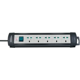Extension Socket- Black&Light Grey 5way Premium Multi-Line 3M, BS,13 A 1156057135