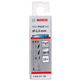 Metal Drill Bits HSS, PointTeQ, 2.5 x 30 x 57 mm, 10PCS Packed
