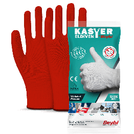 Beybi Kasyer Non coated Seamless Polyester Hygiene Glove 13G red Size 9, 5 Pairs (Packed)