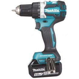 Powerful Cordless drill with brushless engine, 2 pcs 18V / 5.0Ah batteries and quick charger - DDF484RTJ