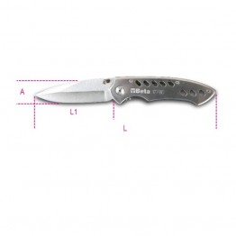 Foldaway knife, Stainless Steel Blade and Handle, in Case