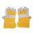 Leather Gloves, yellow + grey Combination